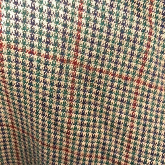 Lands' end brown green tan Houndstooth glenn plaid tweed print cotton turtleneck - Picture 4 of 4
